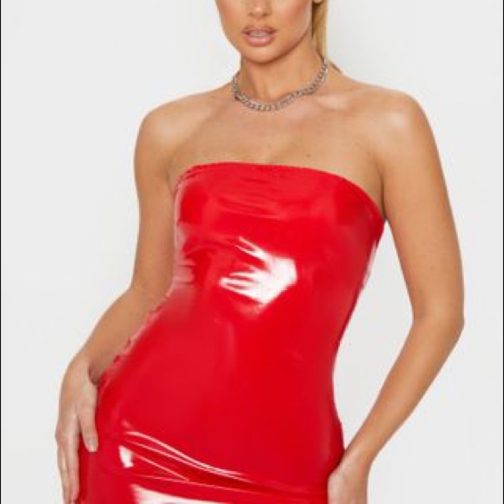 PrettyLittleThing Red Bodycon Dress US Size 4 - Picture 3 of 7